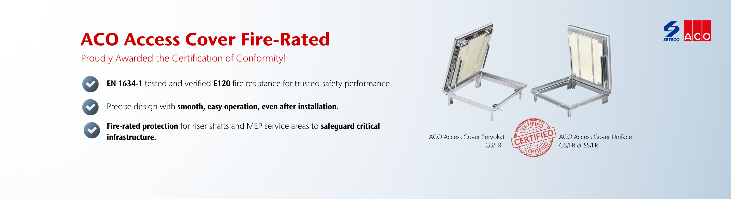 Certificate of Conformity
ACO Access Cover Fire Rated