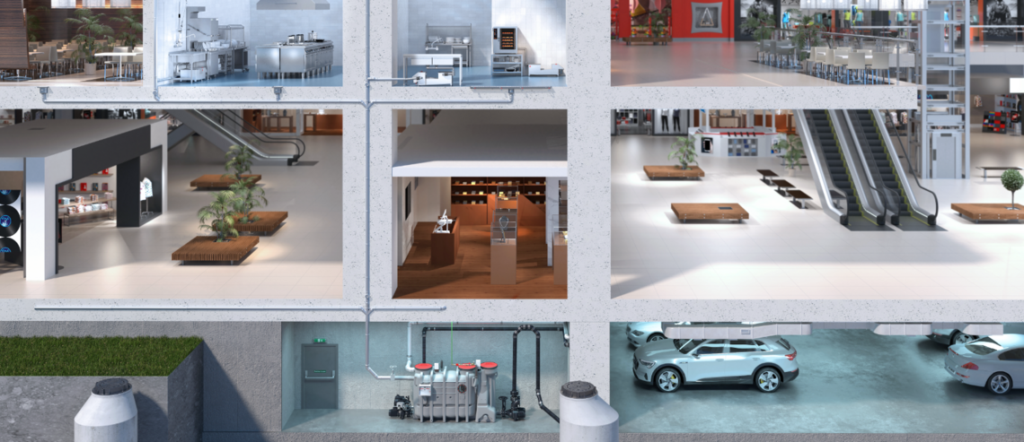 Video link to grease separator render inside building